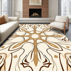 Symmetrical Brown And Beige Floral Design Rug