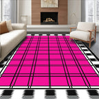 Hot Pink Black Plaid Border Rug