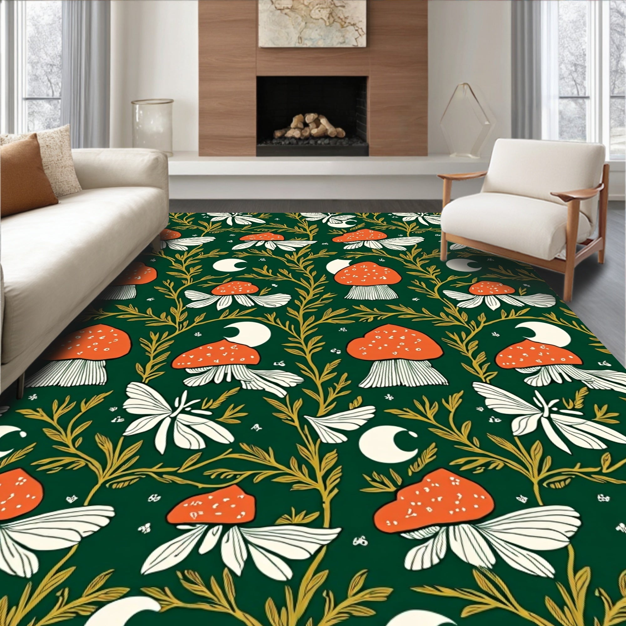 Enchanted Forest Mushroom Moon Rug