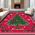 Festive Christmas Tree Snowflake Design Rug