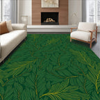 Emerald Leaf Pattern Lines Rug
