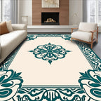 Ornate Teal Mandala Geometric Pattern Rug