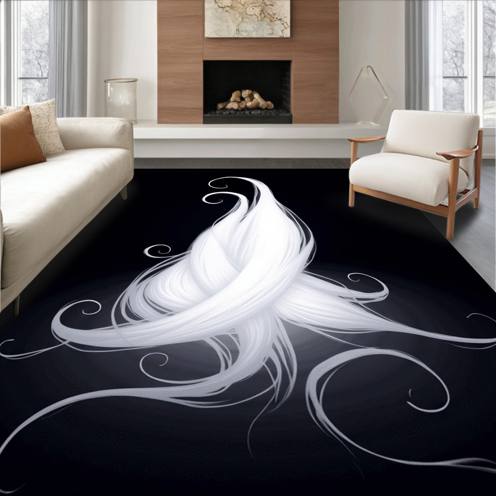 Abstract Swirls Strands Design Rug