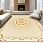 Golden Sunburst Medallion Pattern Rug
