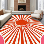 Retro Sunburst Pink Arc Design Rug