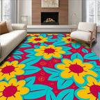Bold Retro Floral Pattern Rug