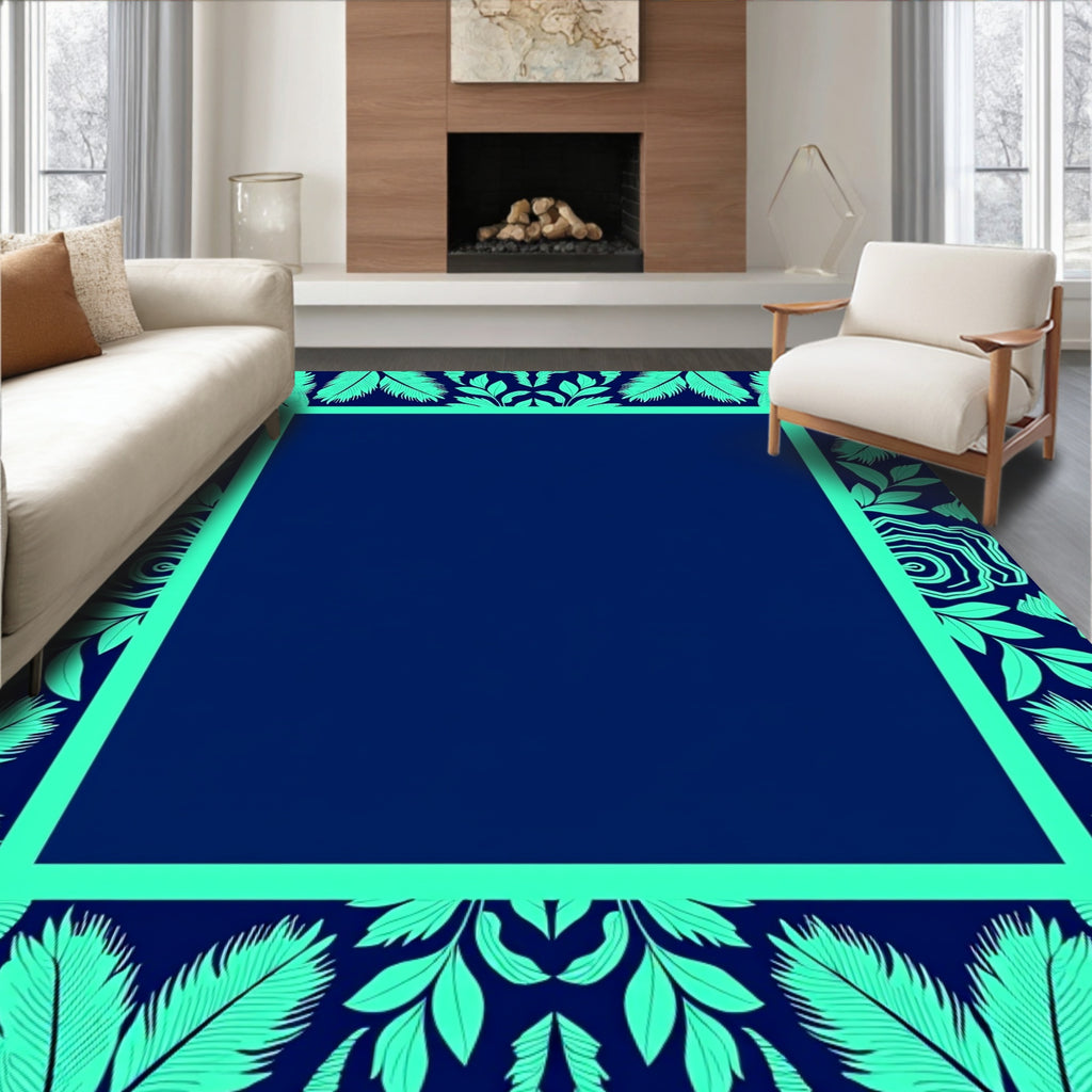 Tropical Leaf Border Design Rug