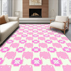 Soft Pink Floral Geometric Pattern Rug