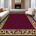 Rich Red Paisley Border Rug