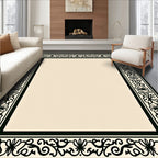 Classic Black Filigree Border Design Rug