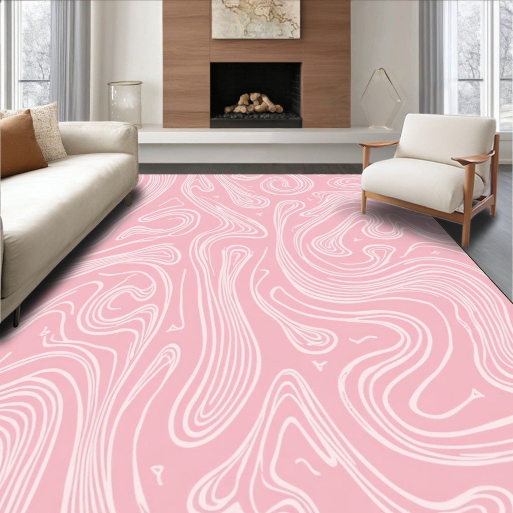 Pink Swirl Pattern Abstract Design Rug