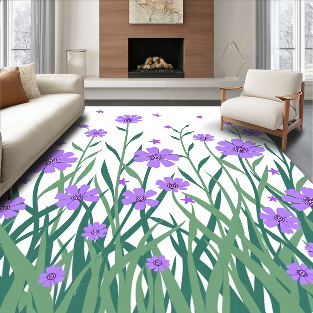 Floral Meadow Patterned Design Rug