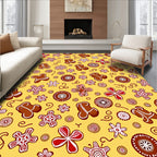 Brown Red Gingerbread Floral Rug