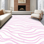 Soft Pink Wavy Stripe Whimsical Rug
