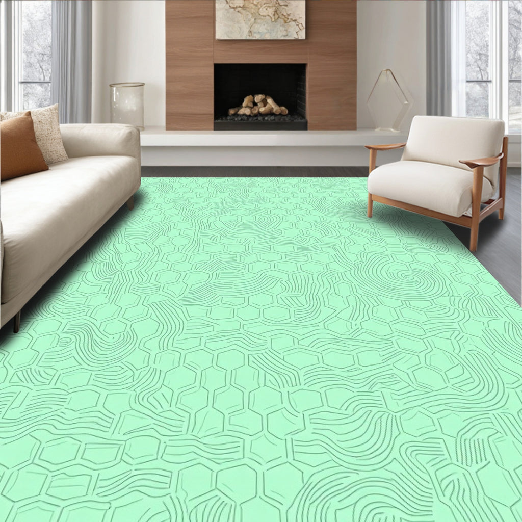 Geometric Honeycomb Swirl Pattern Rug
