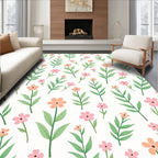 Floral Pattern With Green Stems Rug