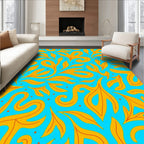 Sunny Yellow Swirls Leaves Pattern Rug