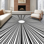 Radial Burst Black White Graphic Rug