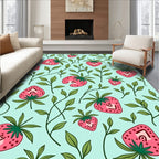 Whimsical Strawberry Leaf Pattern Rug