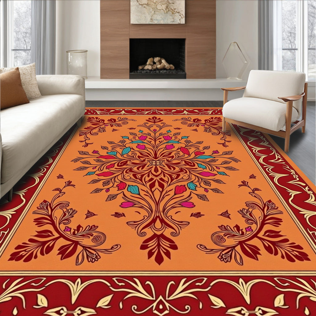 Ornate Floral Scroll Work Rug