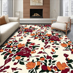 Rich Burgundy Floral Pattern Rug