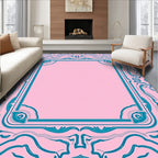 Groovy Abstract Teal Pink Swirl Design Rug