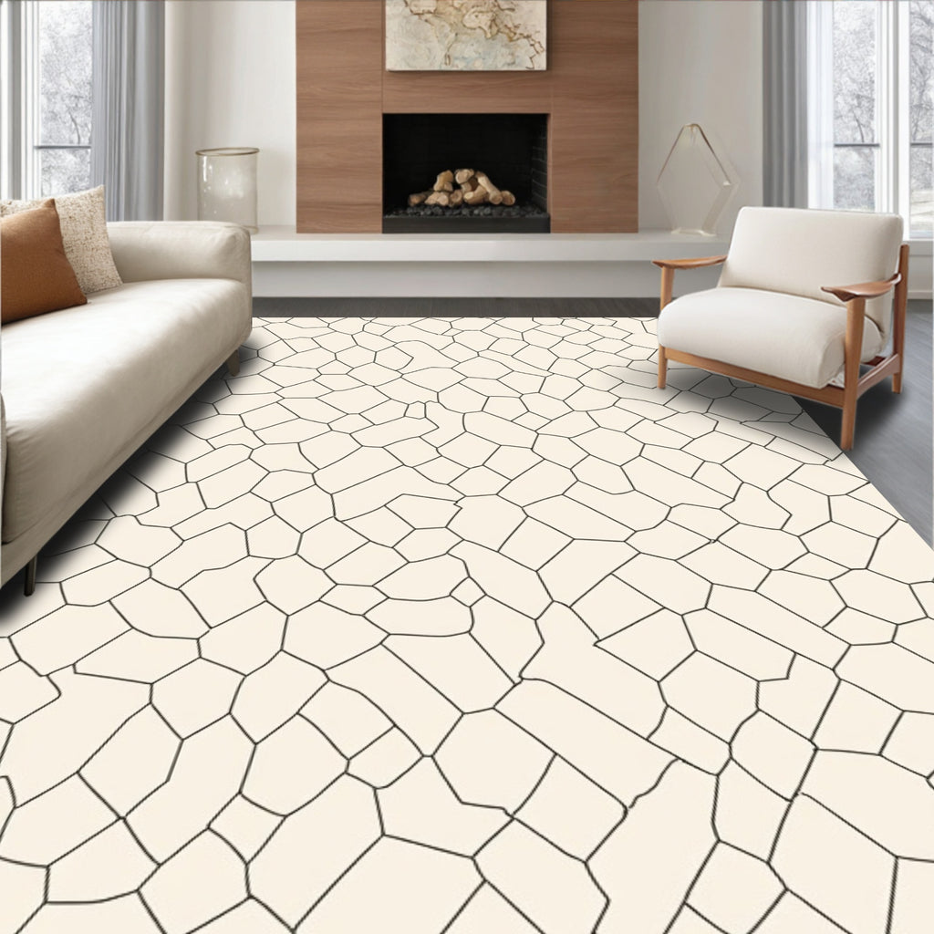 Geometric Cracked Earth Surface Design Rug