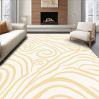 Cream and Gold Swirl Pattern Rug