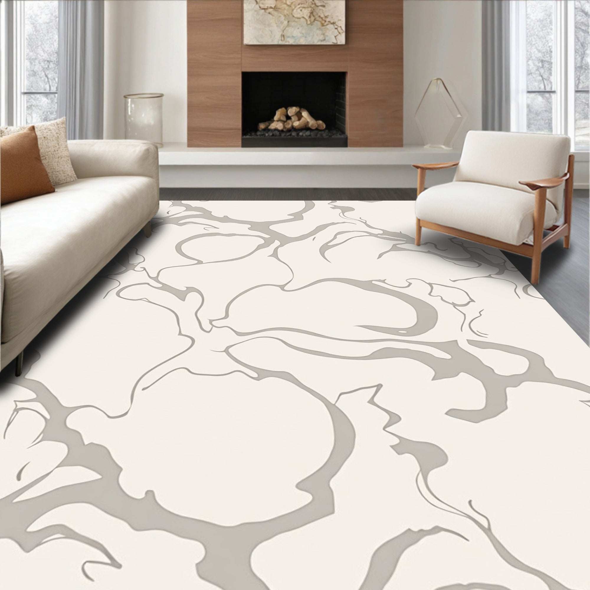 Abstract Swirls Contemporary Pattern Rug