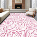 Abstract Pink Swirls Geometric Pattern Rug