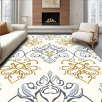 Gilded White Classic Damask Pattern Rug