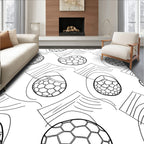 Abstract Black and White Geometric Circles Rug