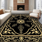 Golden Vintage Floral Symmetry Rug