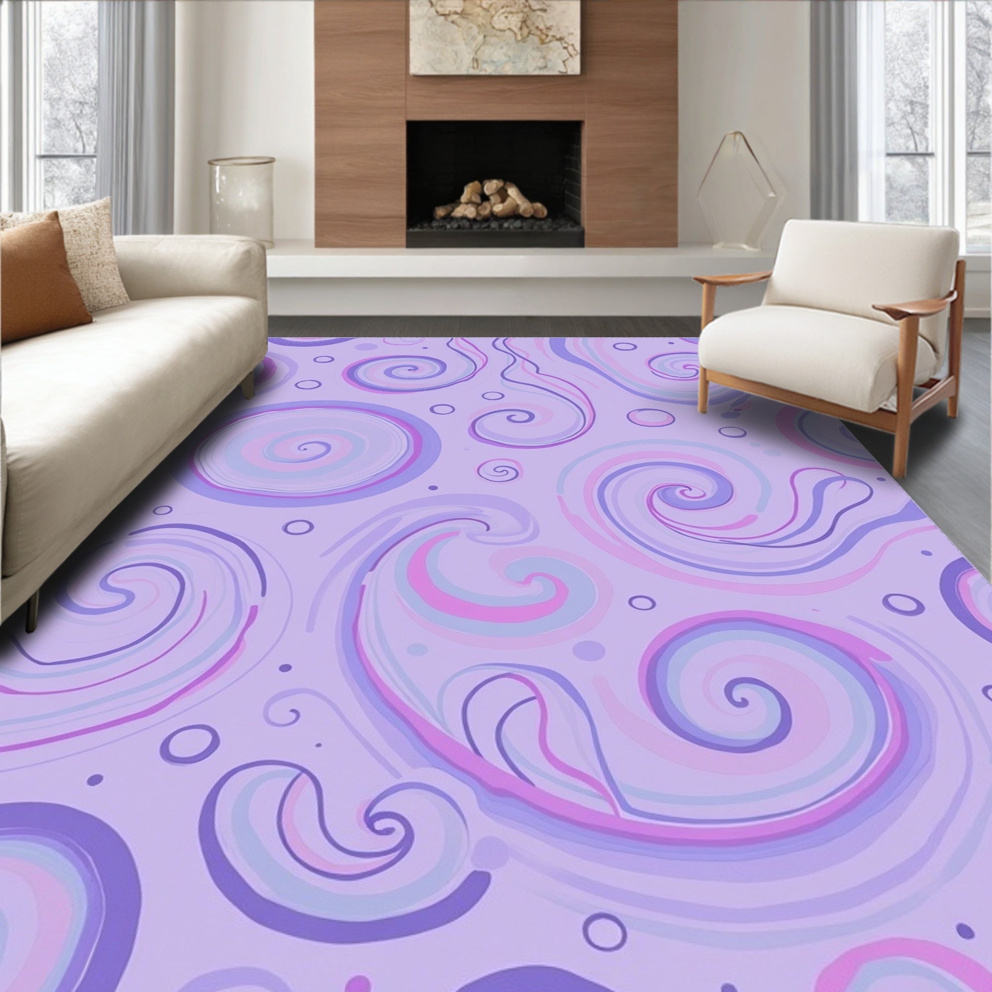Abstract Swirls Circles Pattern Rug