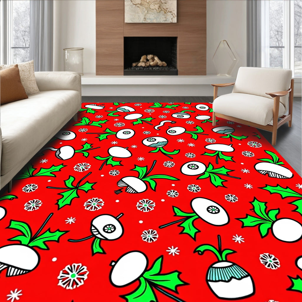 Festive Whimsical Root Vegetable Pattern Rug