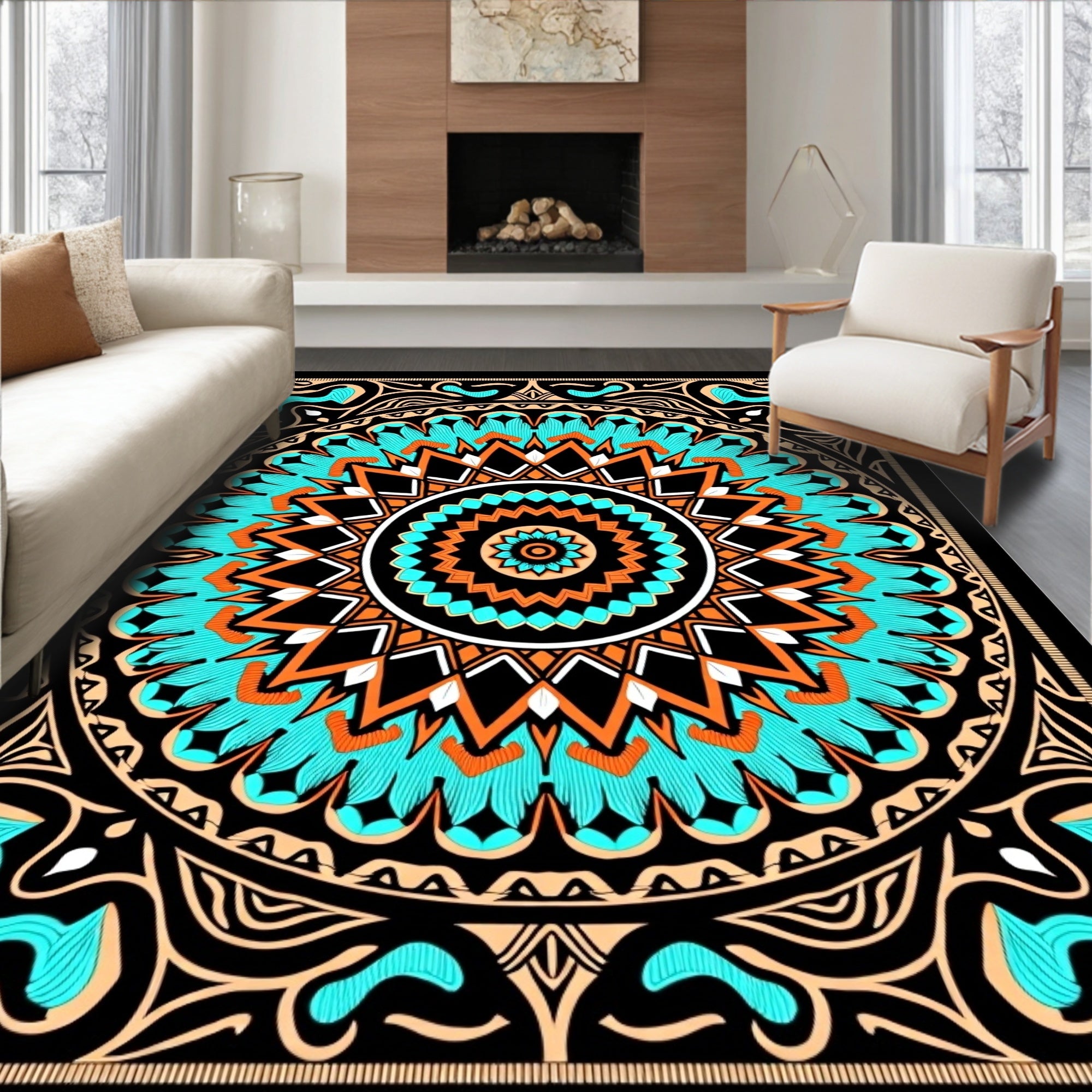 Vibrant Geometric mandala Pattern Rug