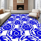 Bold Blue Geometric Abstract Pattern Rug