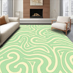 Mint And Cream Swirling Lines Rug