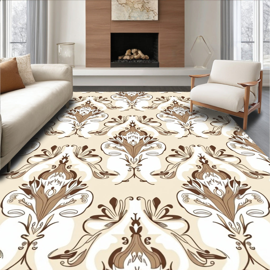 Antique Floral Damask Motif Rug