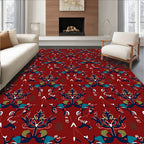 Red Indigo Floral Pattern Design Rug