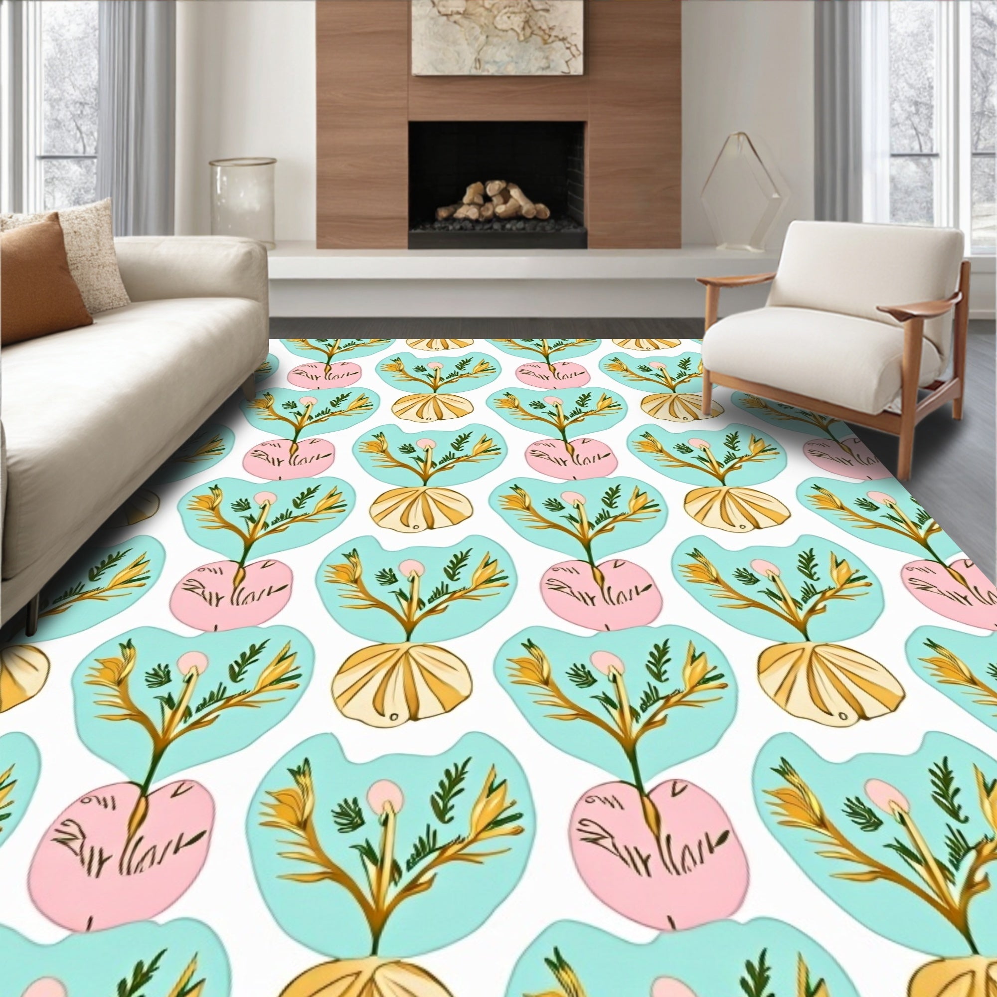 Abstract Floral Nature Pattern Rug