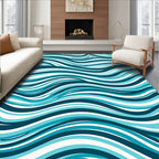 Aqua Waves Abstract Design Rug