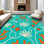 Aqua Coral Reef Stylized Pattern Rug
