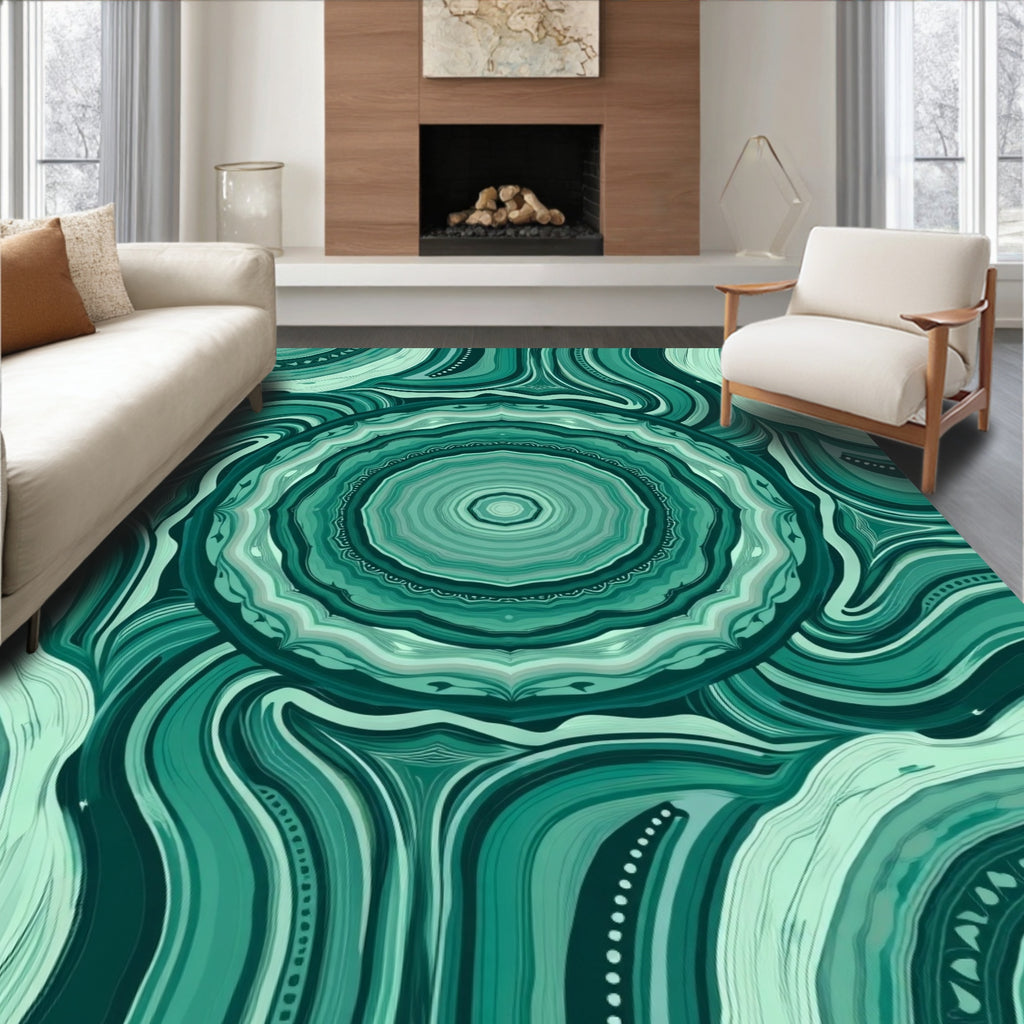 Emerald Green Swirl Medallion Rug