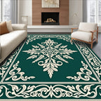 Ornate Teal Floral Design Rug