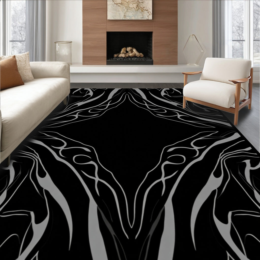 Abstract Swirls Dark Elegance Rug