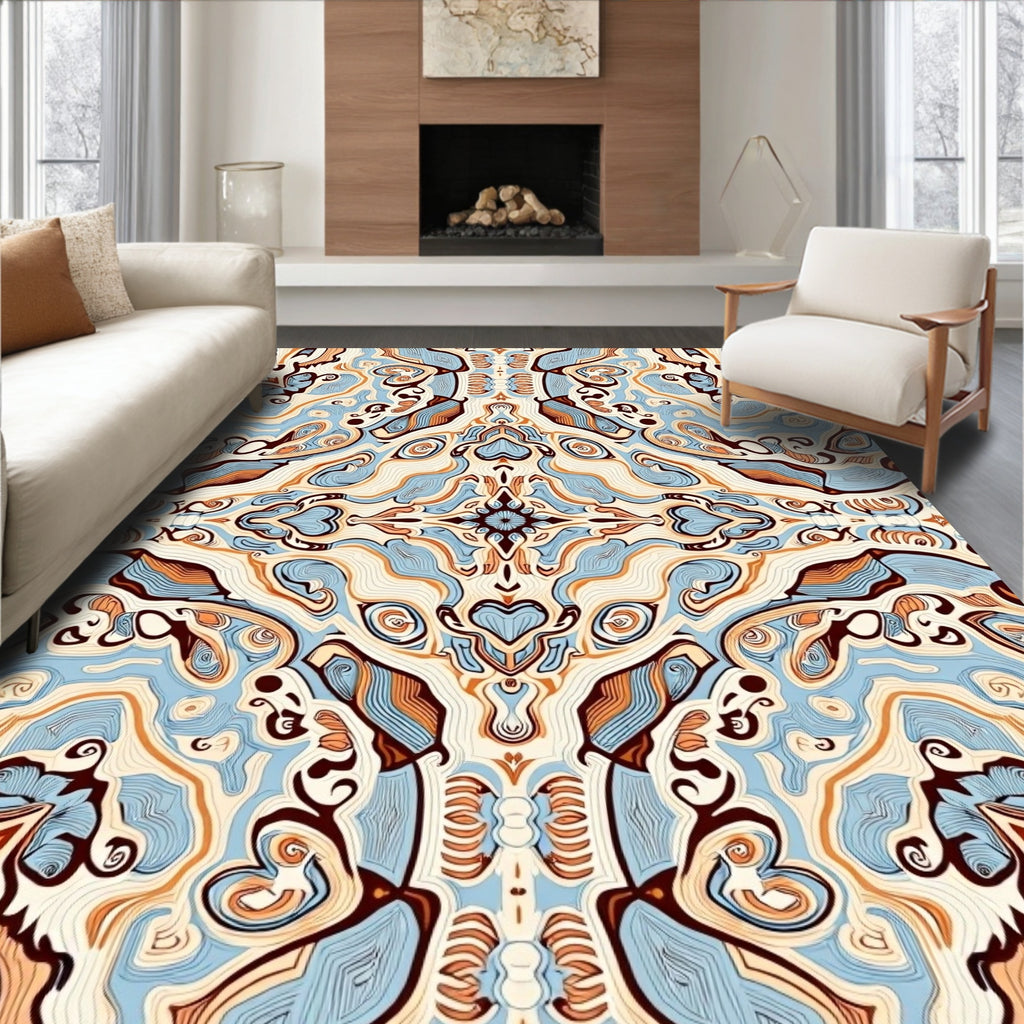 Abstract Symmetry Swirl Pattern Rug