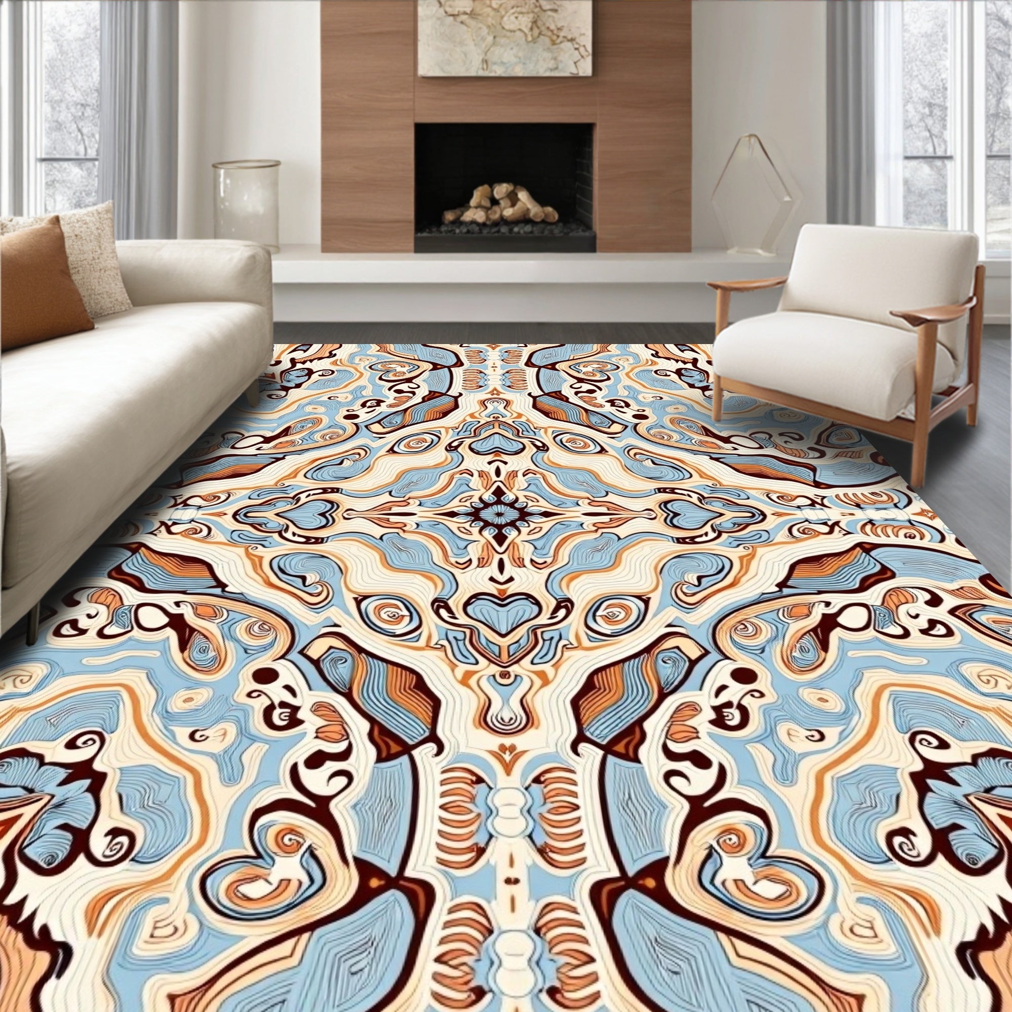 Abstract Symmetry Swirl Pattern Rug
