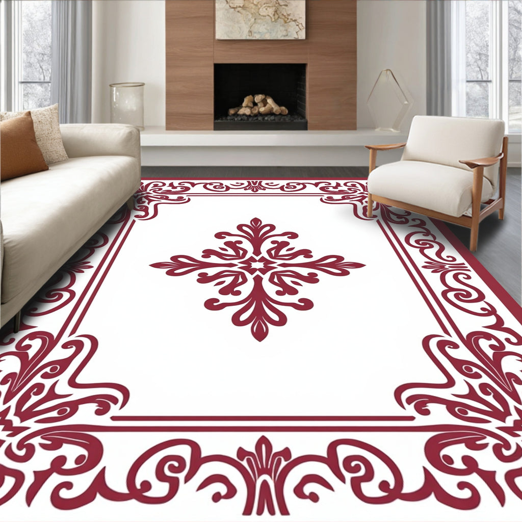 Classic Floral Medallion Border Design Rug