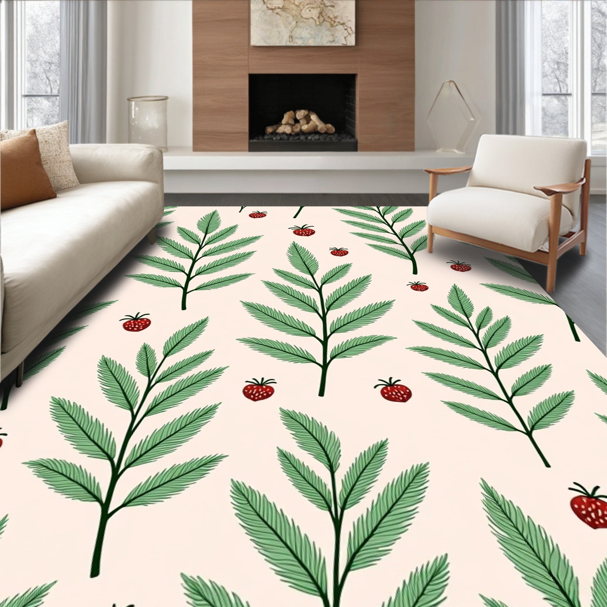Whimsical Strawberry Leaf Garden Rug